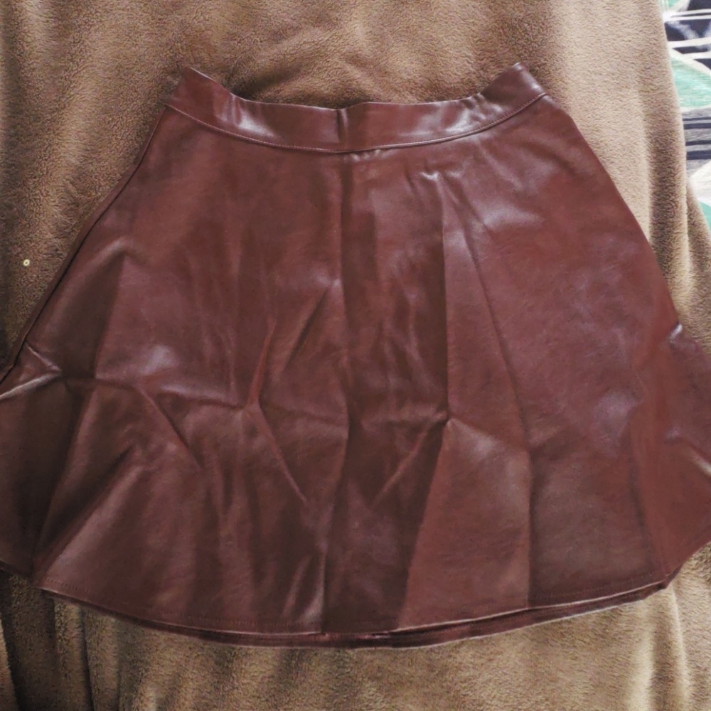 Burgundy leather skirt